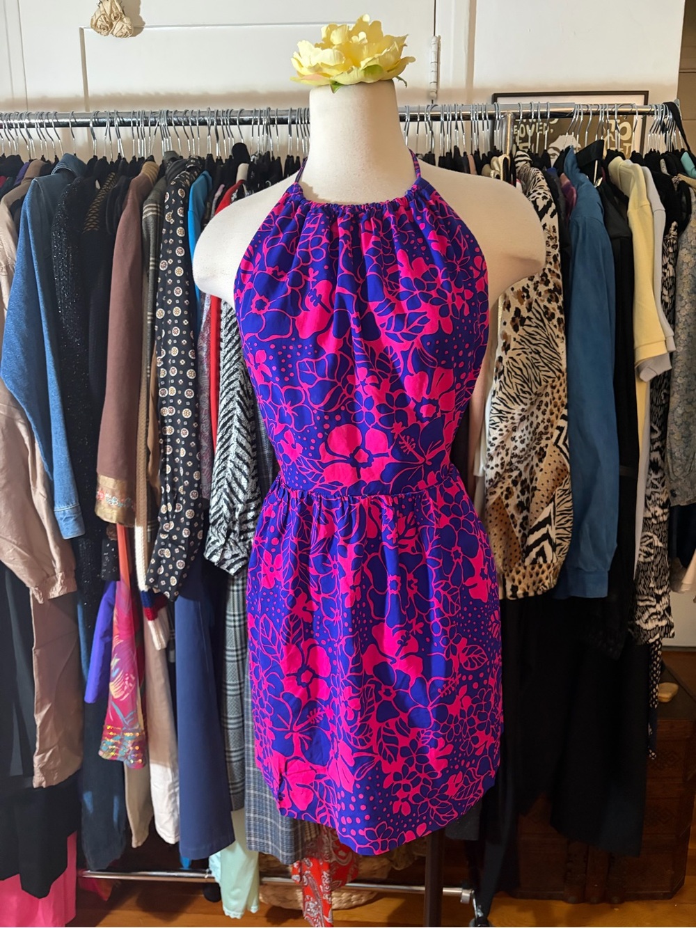 RARE FIND Vintage 70s Sears Jr Bazaar Open Back Halter Dress